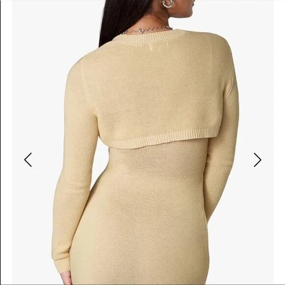 WE WORE WHAT x DANIELLE BERNSTEIN Crop Cardigan Shrug Sweater XL Butter Yellow - Picture 3 of 7